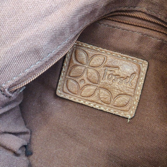 Fossil Women's Purse Handbag Shoulder Bag Colorful Patchwork Brown Leather. - Picture 6 of 7